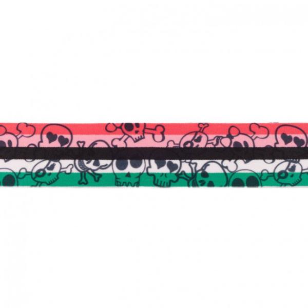 Gummiband Totenköpfe Breite 40mm Grün-Weiß-Rosa-Rot-Schwarz